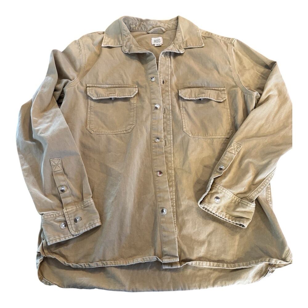 BDG Utility Button-Up Collared Jacket Beige Mens Size Large